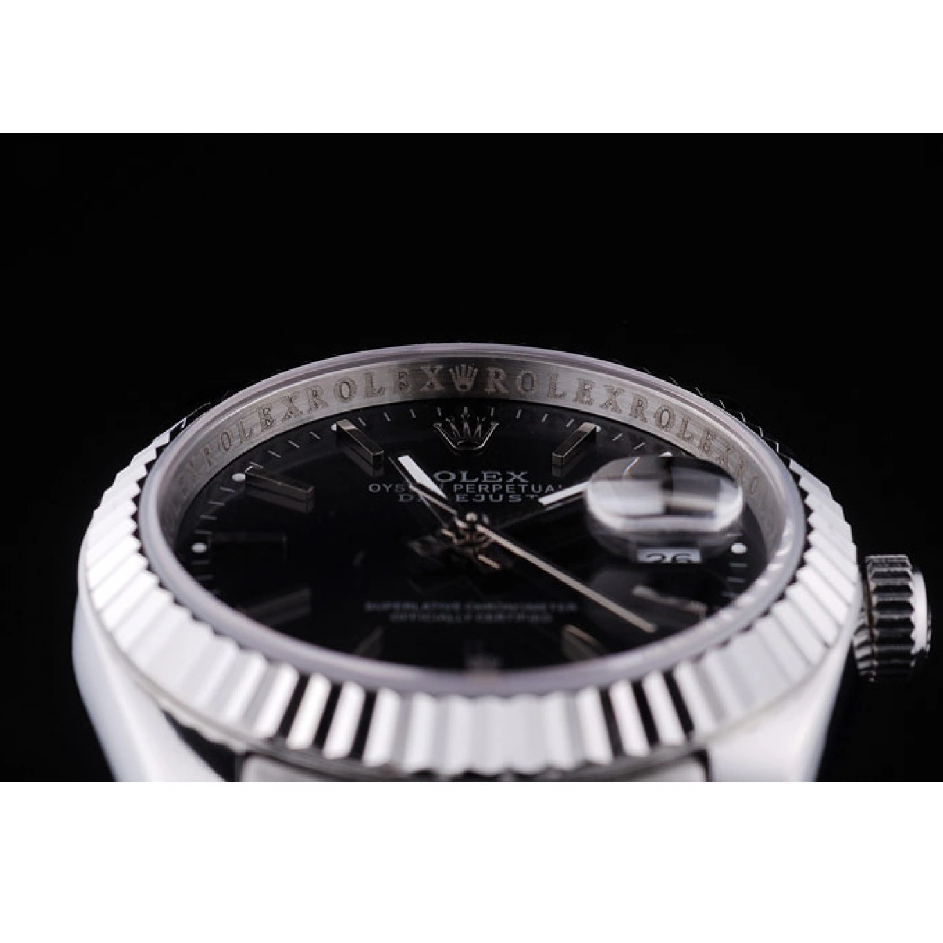 Good copy rolex watches Dial 7456 Datejust Ribbed Rolex Diamonds Black Bezel 0507